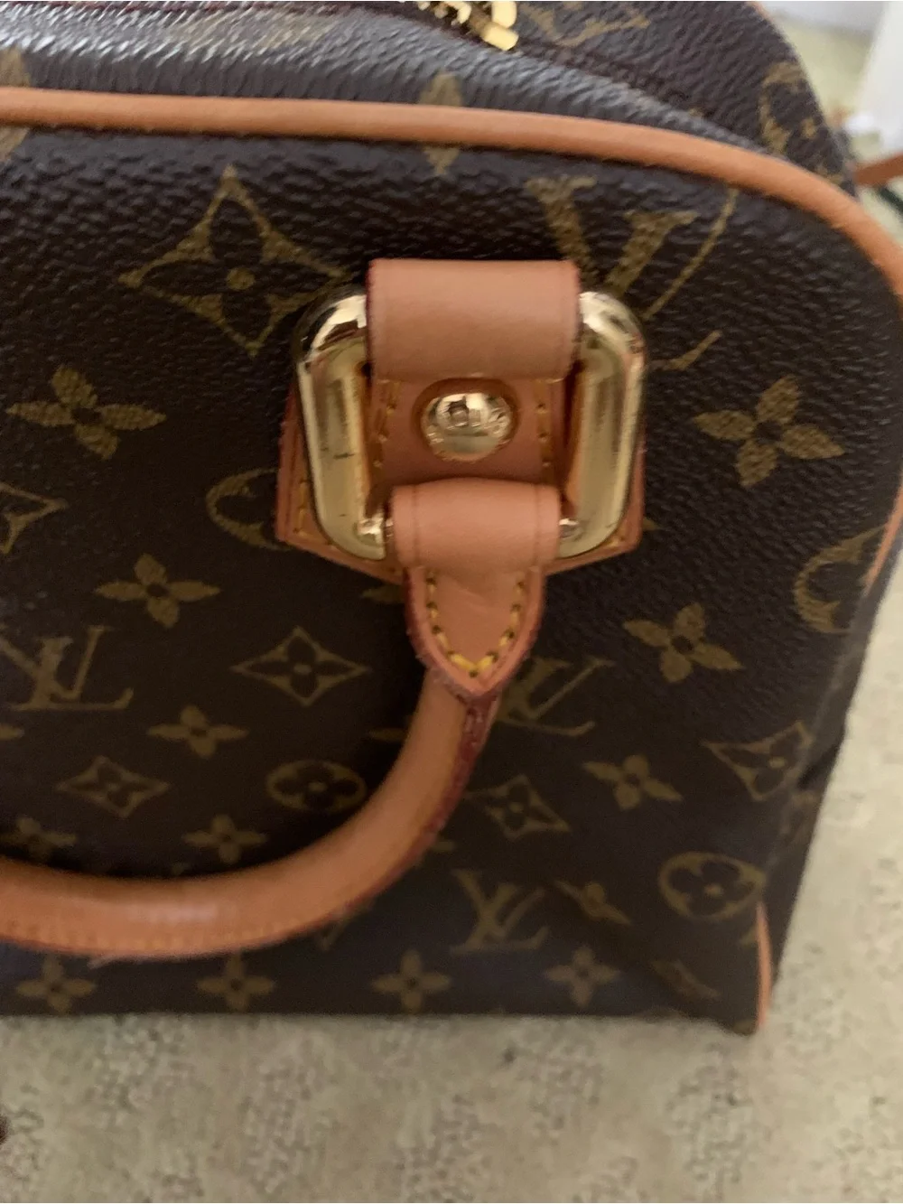 Louis Vuitton Monogram Canvas Dual Front Pocket Satchel with Tan Trim